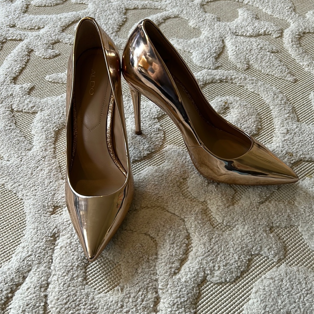 Rose gold chrome Aldo heels